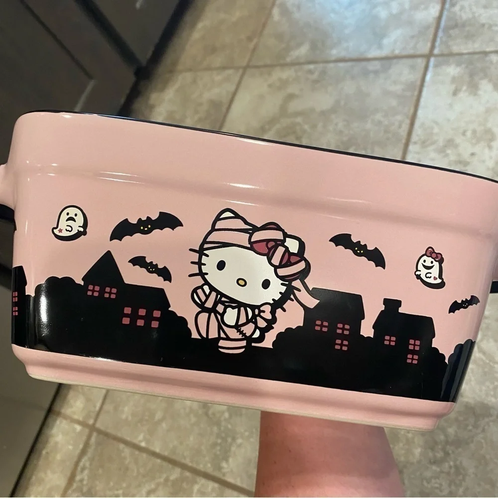 Hello Kitty Pink Pumpkin Bread Pan Loaf Ceramic NEW W/ Handles Candy Dish